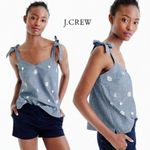 J.Crew  Blue Denim Embellished Tie Shoulder Tank Top 4 Photo 3
