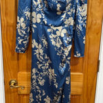 Reformation Gloriana Floral Silk Midi Dress Cyanotype Blue Size 2 flaw Photo 0