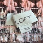 Loft Geometric Print Linen blend Smocked Swing Tank Top Pink White Brown Size L Photo 7