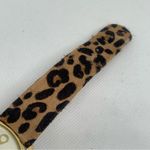 Nine West  gold tone women watch 40mm quartz analog leopard print running Photo 3