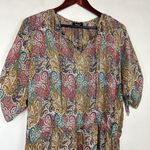 Tolani Women Size Small 100% Silk Bohemian Peasant Paisley Mini Dress V-Neck Photo 1