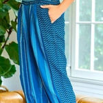 Free People  Pants Women XS Blue Jade Jacquard Balloon Harem‎ Pant Boho Hippie Photo 0