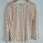 Cream Sheer Lace Feminine Blouse Coquette Cottage Girly Romantic Long Sleeve Y2K Size M Photo 3