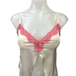 Edikted White Pink Lace Silk Satin Cami Camisole Spaghetti Strap Crop Tank Top S Photo 0