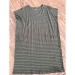 Eileen Fisher  Women's Green Stripe V-Neck Linen Jersey Dress Size Medium Photo 1