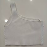 Babaton Sculpt White Ribbed Asymmetrical Crop Top Photo 2