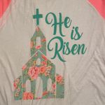 Crazy Train Pink and Floral He Is Risen Baseball Tee Photo 1