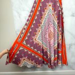 Chico's NWT Pleated High Neck Scarf Print Sleeveless A Line Maxi Dress Boho S Photo 4