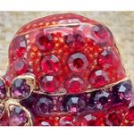 Brand New Red H'attitude Hat Brooch 18K Gold Layered Cut Crystals Red Purple Photo 3