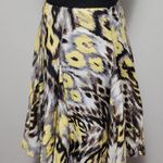 Karen Kane  Yellow Gray Ikat Flare Silk Blend Mini Skirt Size Small Photo 4