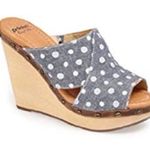 Dr. Scholl’s Collection Farida Denim Leather Studded Polka Dot Wedges size 8 Blue Photo 2