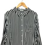 Jane and Delancey Women Top 2X Black White Striped Button Back Indie Sleaze Rock Photo 4