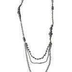 Elegant Silver Tone Multi Layer Beaded Necklace Jewelry Accessory u Photo 0