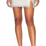 LAMARQUE Pati Rhinestone Mini Skirt in Silver XSmall New Womens Faux Leather Size XS Photo 0