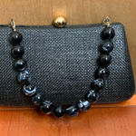 Urban Empressions Textured Black Clutch Hand Bag with Marbled Beaded Handle Photo 0