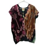 Farm Rio  Multicolored Oversized Velvet Top/Blouse(Size Small) Photo 3