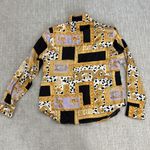VTG 80s 90s Paolo Santini 100% silk blouse Dalmatian cherub print black white Gold Size M Photo 6