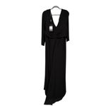 La Femme  Curve Formal Gown Plunging Long Sleeve Jersey Black 18W Photo 5