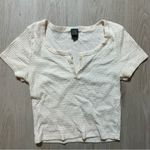 Wild Fable Womens Size XS Crop Top T Shirt Ivory Ribbed Short Sleeve Photo 1