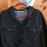 American Vintage ESSENTIAL DARK WASH BLACK/GREY LONG DENIM JACKET Photo 1