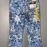 Nine West Blue & White Print Chrystie Cuffed Capri Pockets Mid Rise Size 8 Photo 3
