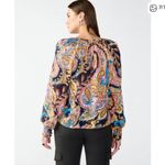 Sanctuary Multicolor Semi Sheer Paisley Sparkle Blouse Size X Small Puff Sleeves Photo 1