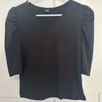 SheIn NWOT-Black V-Neck Ribbed Puff Sleeve Top Photo 1