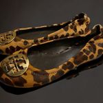 Tory Burch Leopard/Gold Reva-Haircalf Leather Ballet Flats Size 7M Photo 2