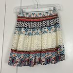 Joe Benbasset Joe B Small White, Blue Crochet Lace A-Line Boho Peasant Skirt Photo 3