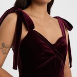 EXPRESS Velvet Sweetheart Tie Strap Ruched Mini Dress Photo 1