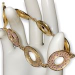 Melinda Maria Gold Plated Circle Link Light Purple Pave Crystal Toggle Bracelet Photo 4
