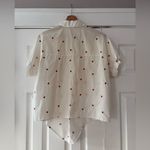 Madewell White Button-Up Shirt Red Strawberries Tie Front Medium Oversized EUC Photo 4