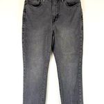 Good American Womens Jeans Black Denim Straight Hi Rise Cropped Dark Wash 8/25 Photo 0