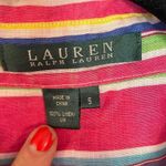 Ralph Lauren Lauren  100% Linen striped short sleeve blouse small Photo 3