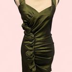 Jessica McClintock Olive martini shimmer twist open back mini dress stretchy Photo 1