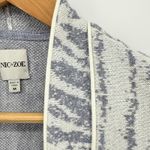 Nic+Zoe ‎ Blue/Gray Abstract Knit Open Front Linen Blend Cardigan Sweater Medium Photo 3