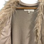Sebby Oversized Faux Fur Knit Vest, Bohemian Fall Boho Chic, tan/beige, Size XL Photo 3