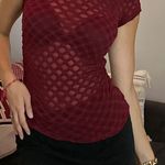 Free People Deep Red Mesh Top Photo 0