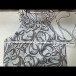 London Times  halter party shift dress shimmer white gray Sz 8 wedding guest Photo 8