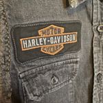 Harley Davidson Motorcycles Size Small Womens Sleeveless Jean S Button Down Top Blue Photo 4