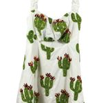 Queen of Sparkles Cutout Fuzzy Cactus Mini Dress Tie Back White & Green S Photo 1