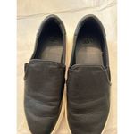 UGG  Women's Black Leather Slip-On Sneakers‎ with White Soles 8 Photo 4