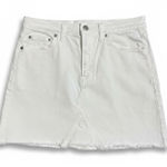 Gap  White Denim Mini Skirt Size 27 Raw Hem High Rise‎ Jean Skirt Photo 0