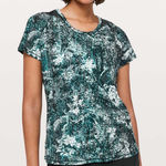 Lululemon Seek The Heat Short Sleeve Workout Shirt White Multi Teal Size 10 Photo 0