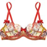 Agent Provocateur Zuri lace mesh floral embroidery plunge underwire bra US 36D Red Size undefined Photo 4