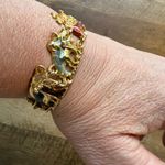 Source Unknown Vintage Gold Tone Multicolor Enamel Noahs Ark Animals Bible Panel Bracelet Photo 0