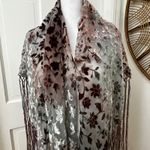 Neiman Marcus 40" Burnout Long Fringe Sheer Velvet Scarf Shawl Wrap Statement Photo 2