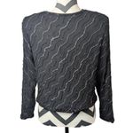 Vintage Papell Boutique Evening Black Beaded Jacket L 100% Silk Bolero Size L Photo 5