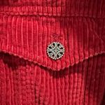 J.Jill  Red Courderoy Trucker Coat With Velvet Trim Boho Chic Effortless Classic Photo 6