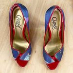 Carlos by Carlos Santana Pounce Graffiti Print Peep Toe Pumps Red Multi 6 Blue Photo 3